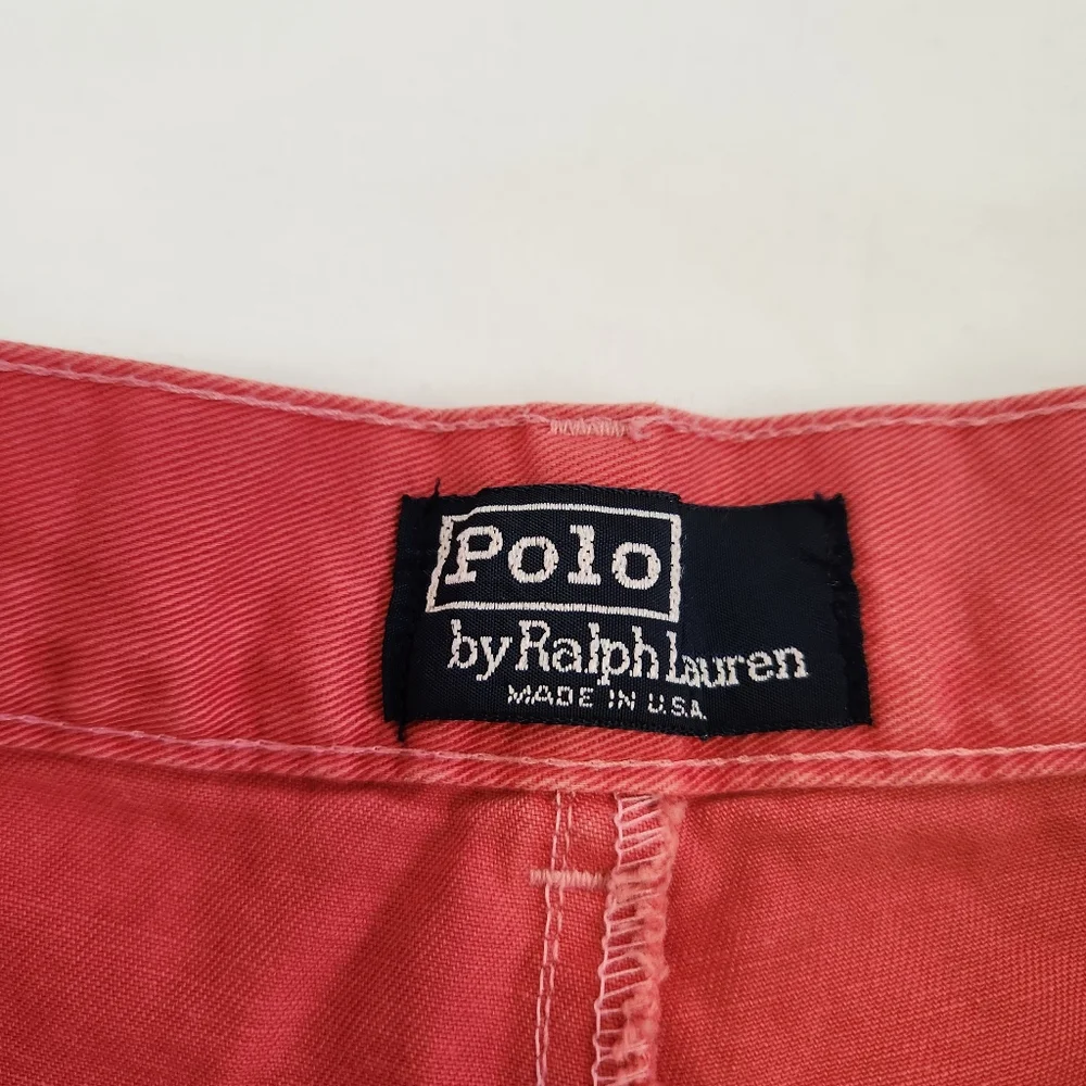 Polo Ralph Lauren Vintage Tyler Shorts Regular Fit Cotton Pleated Red Pink  36
